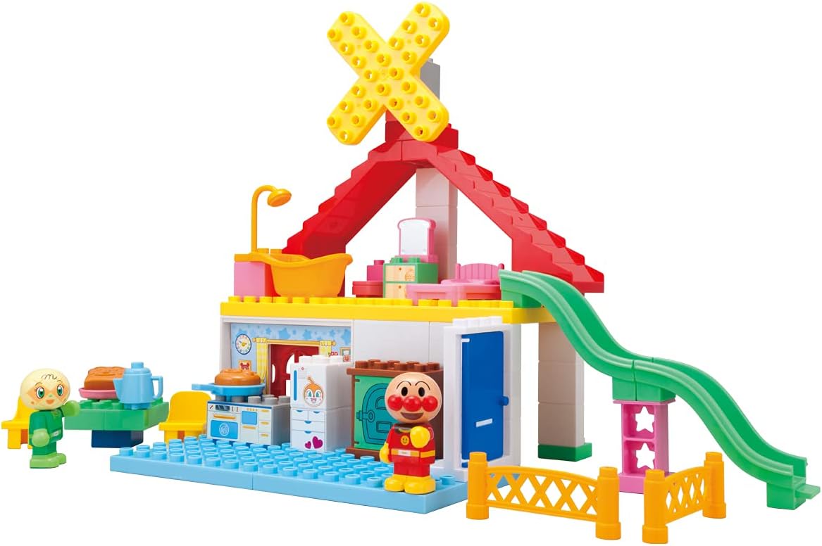 Bandai BlockLabo BlockLabo Anpanman Slide and Bakery House Block Bucket Recommended Age: 3 years and up