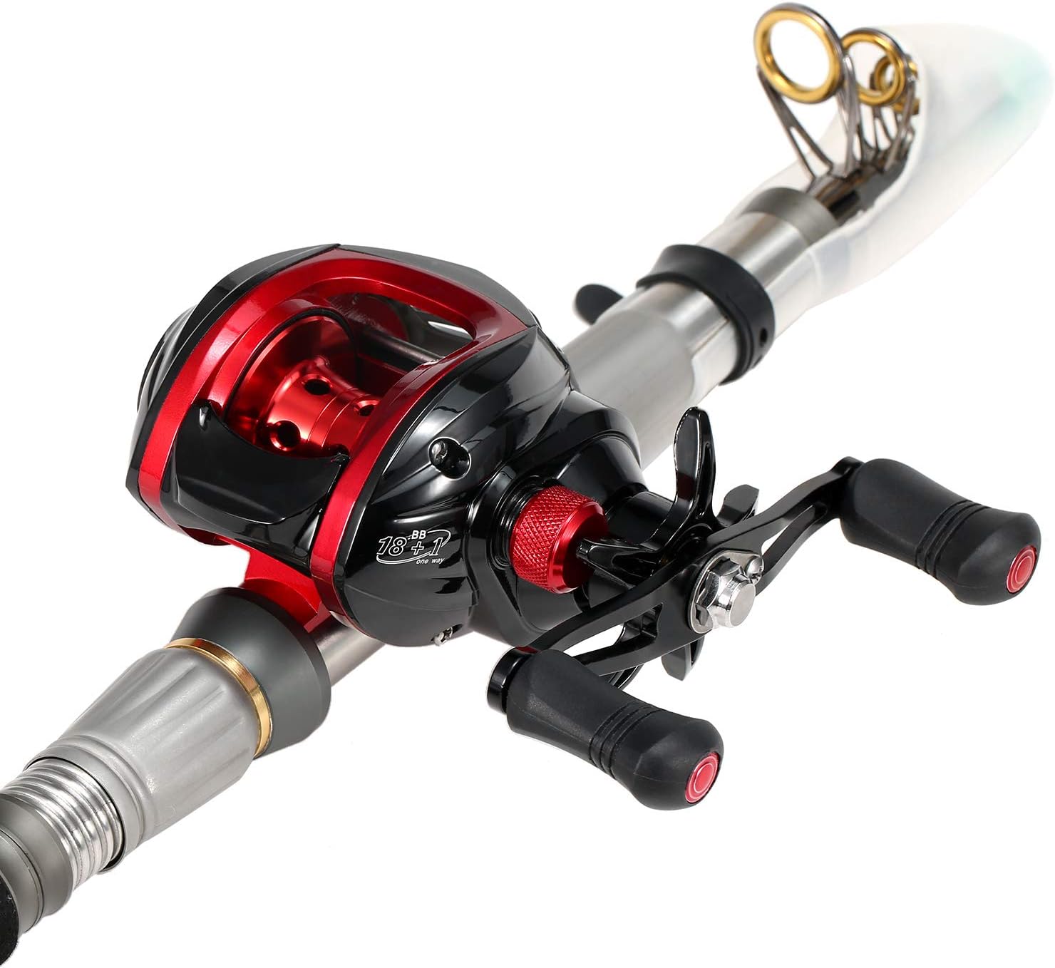 Baitcasting Reel 18+1BB Ball Bearing Baitcasting Fishing Reel High Speed 7.2:1 Gear Ratio Magnetic Brake System Bait Reel Red & Black Left/Right Angler