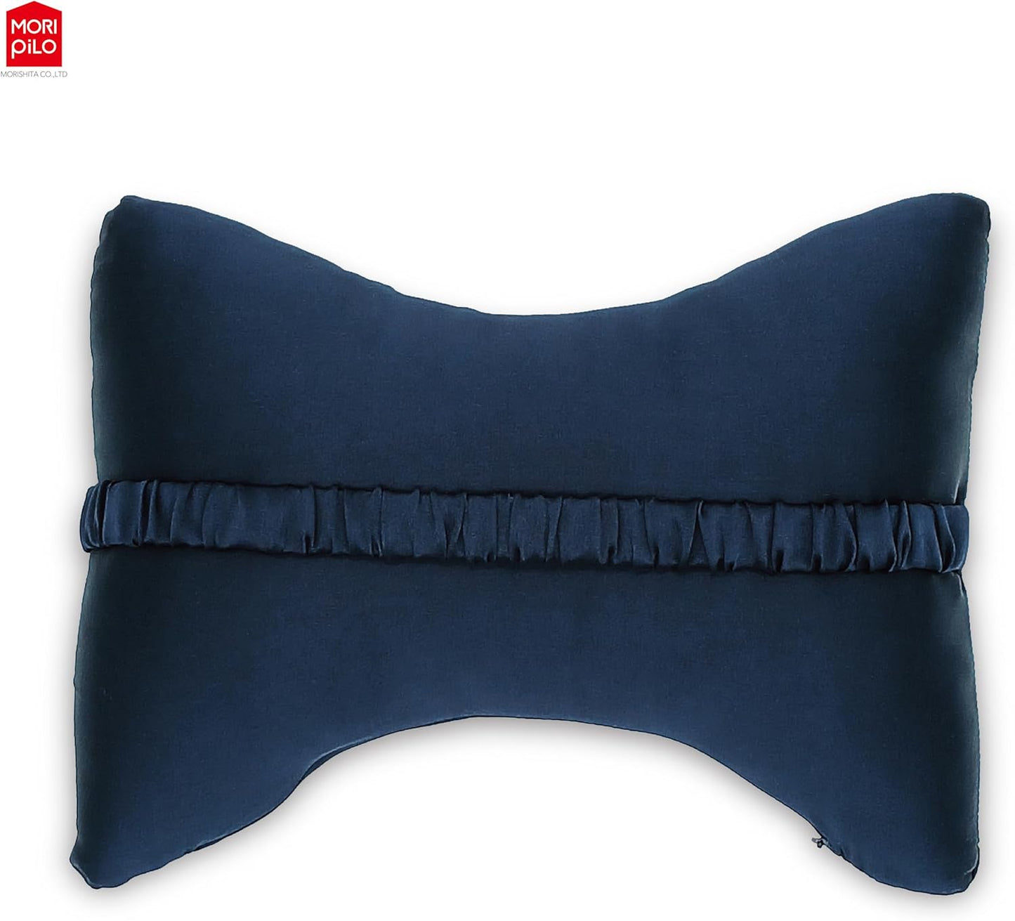 Moripilo Neck Pillow, Car (100% Silk, Gentle on Skin and Hair), Headrest, Neck Pad, Portable Pillow, Compact, Airplane, Neck Pillow, Fun de SILK Mini Pillow (Navy)