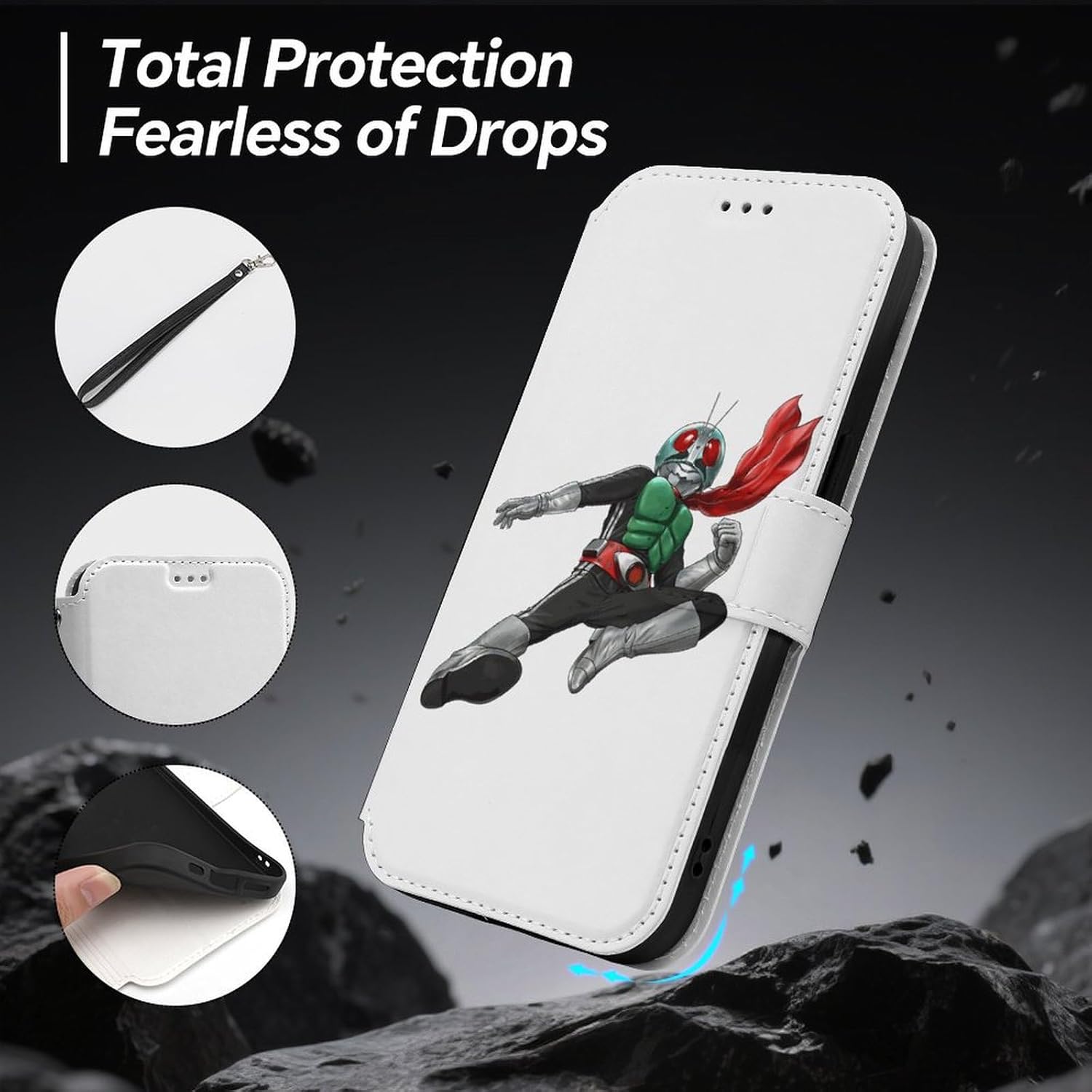 iPhone 16 E用ケース 手帳型 仮面ライダー アイフォン16用ケース 財布型 カード収納 おしゃれ スマホケース 携帯ケース スタンド機能