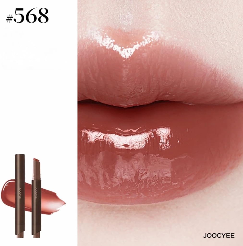 Joocyee Lip, Mirrored Finish, Water-Light: Lip Gloss, Long Lasting, Won't Fall Off, Lasts 8 Hours, Atmosphere, Energetic, Blood Tone, Transparent, For Beginners (568#)