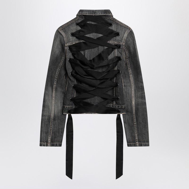Balenciaga レース付きのバレンシアガダークグレーのデニムジャケット - Image 2