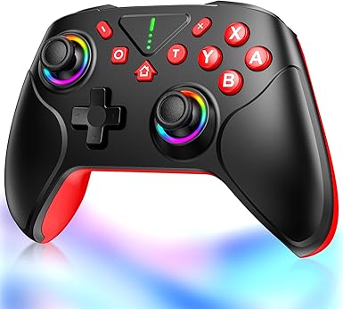 Switch コントローラー TURBO連射機能 マクロ機能 背面ボタン付き 9色RGBライト 1000mAh大容量 Bluetooth 無線接続 スイッチ コントローラー ジャイロセンサー搭載 4階段HD振動 スリープ解除 プロコン Switch/Lite/OLEDに対応 Android/IOS/PCにも対応 日本語取扱説明書付き