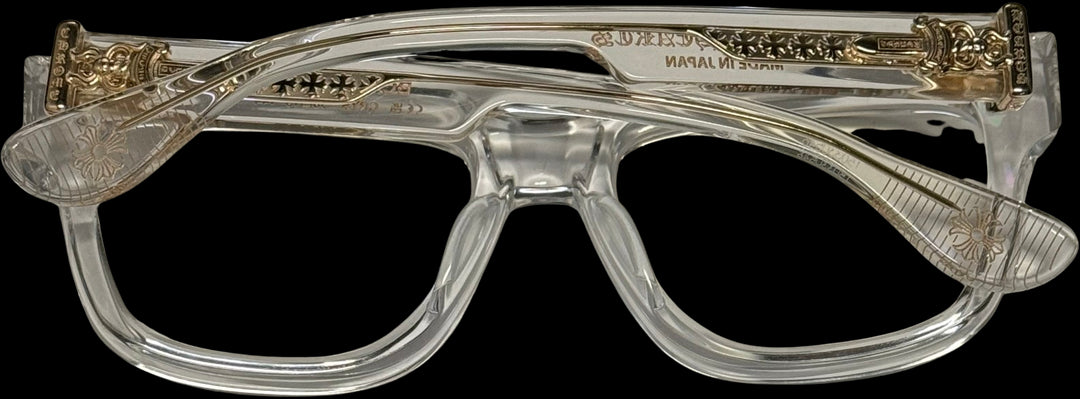 CHROME HEARTS 'BOX OFFICER' 18K GOLD CRYSTAL SUNGLASSES