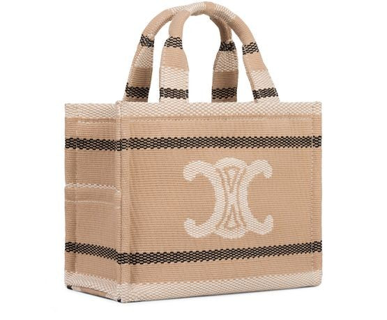 CELINE Small cabas Thais in striped textile with Triomphe - Image 2