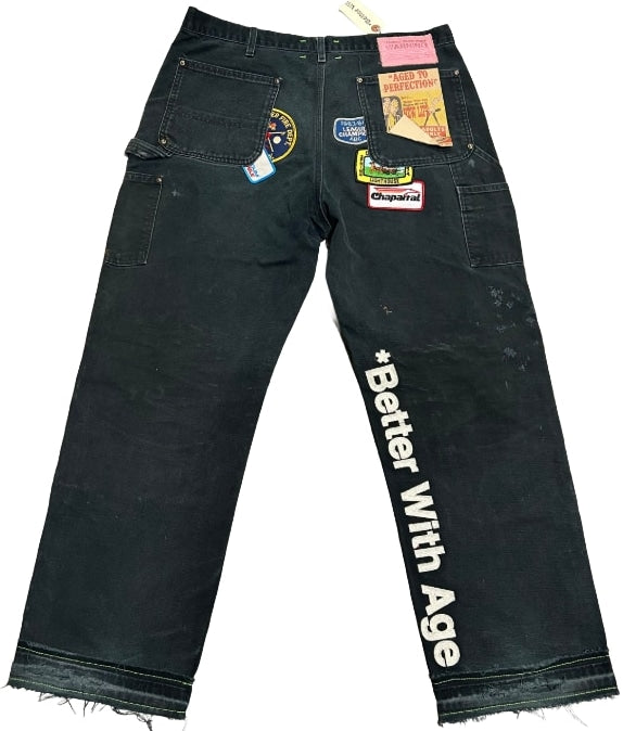 *BETTER WITH AGE 'COLLEEN' CARHARTT DOUBLE KNEE BLACK PANTS