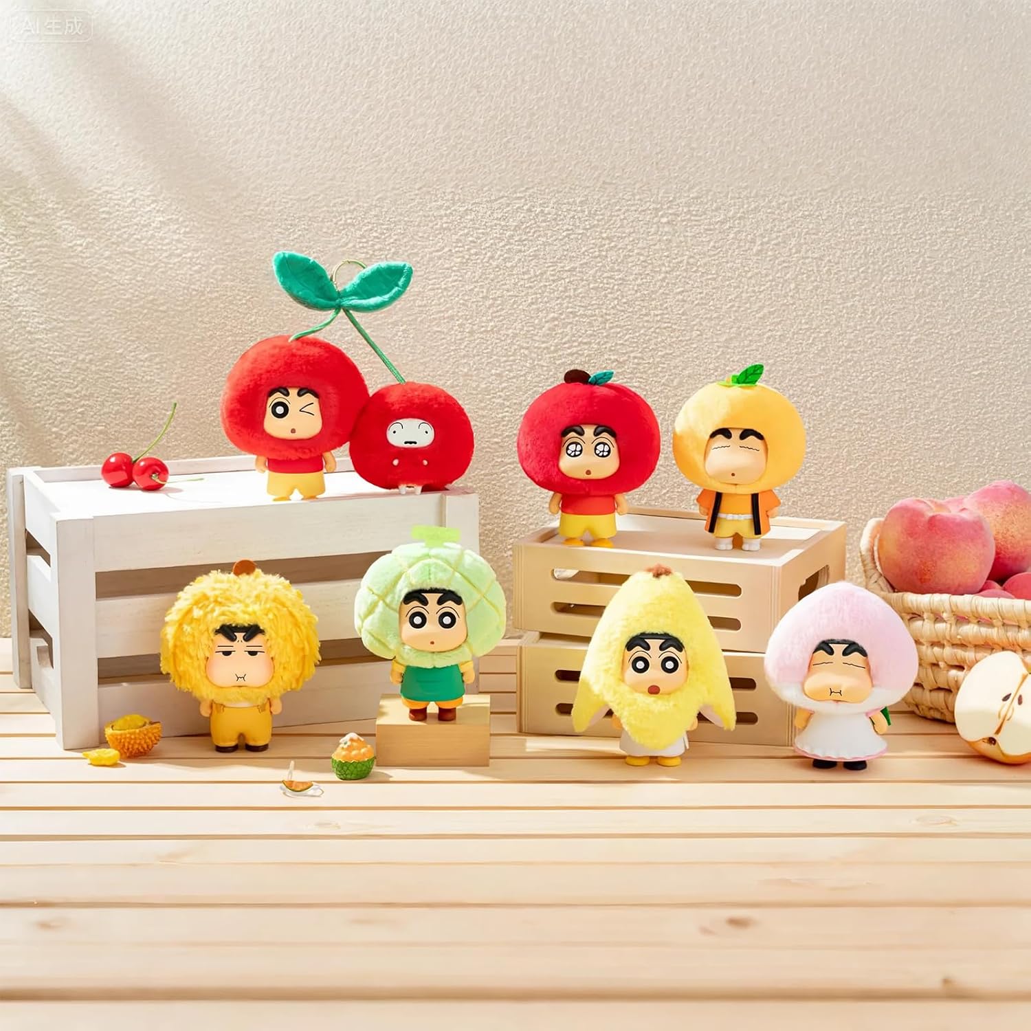 TOP TOY Crayon Shin-chan (Crayon Shin-chan) "Fruit House" Series Plush Pendant【1 Piece】Gacha Gacha Blind Box Figure Plastic Model Premium Toy PVC Sofubi Shin-chan Character Birthday Present Collector