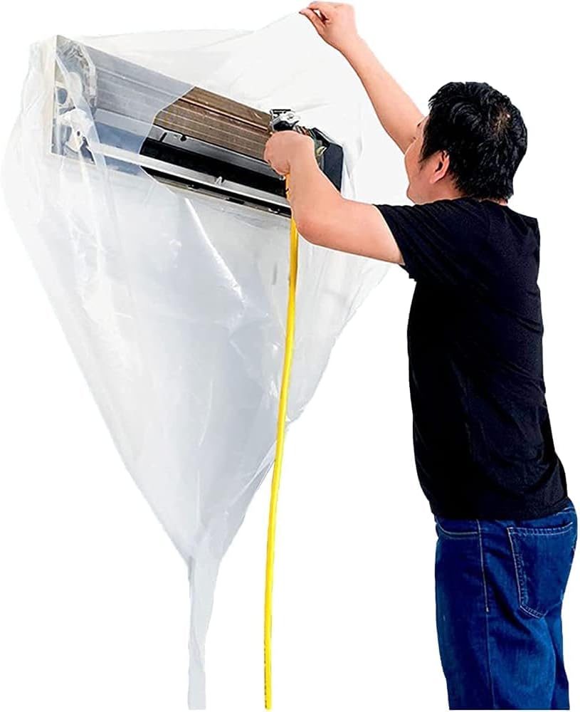 Air Conditioner Cleaning Cover for Wall-mounted Air Conditioner, Easy-to-Use Cleaning Cover for Indoor Use (S Size), Transparent, Draining, Prevents Splashing of Dirty Water, Leak-proof, Size