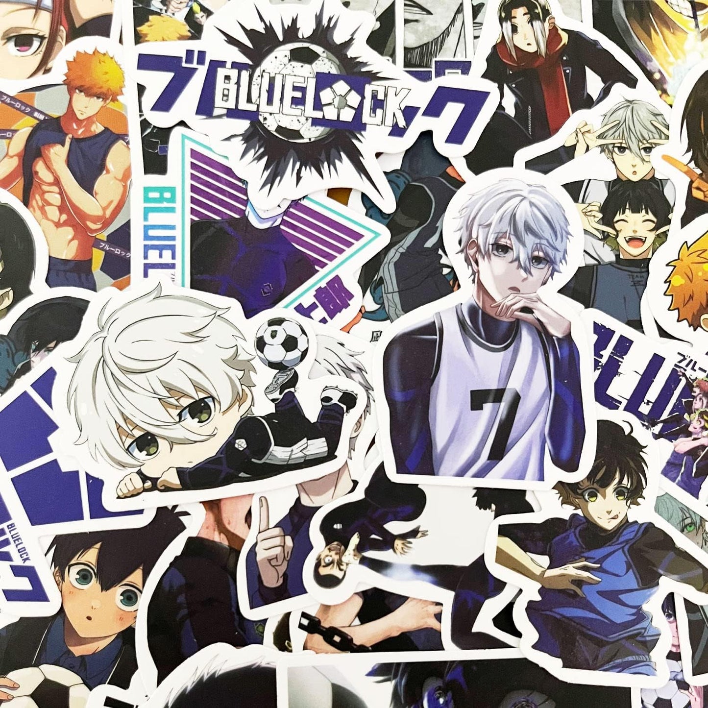 Moe Goods 50 Pieces Blue Lock Character PVC Stickers, Popular Anime, Various Characters, DIY, Decorative, Fashionable, Children, Gift, Letter, Mobile Phone, Notebook, Tape