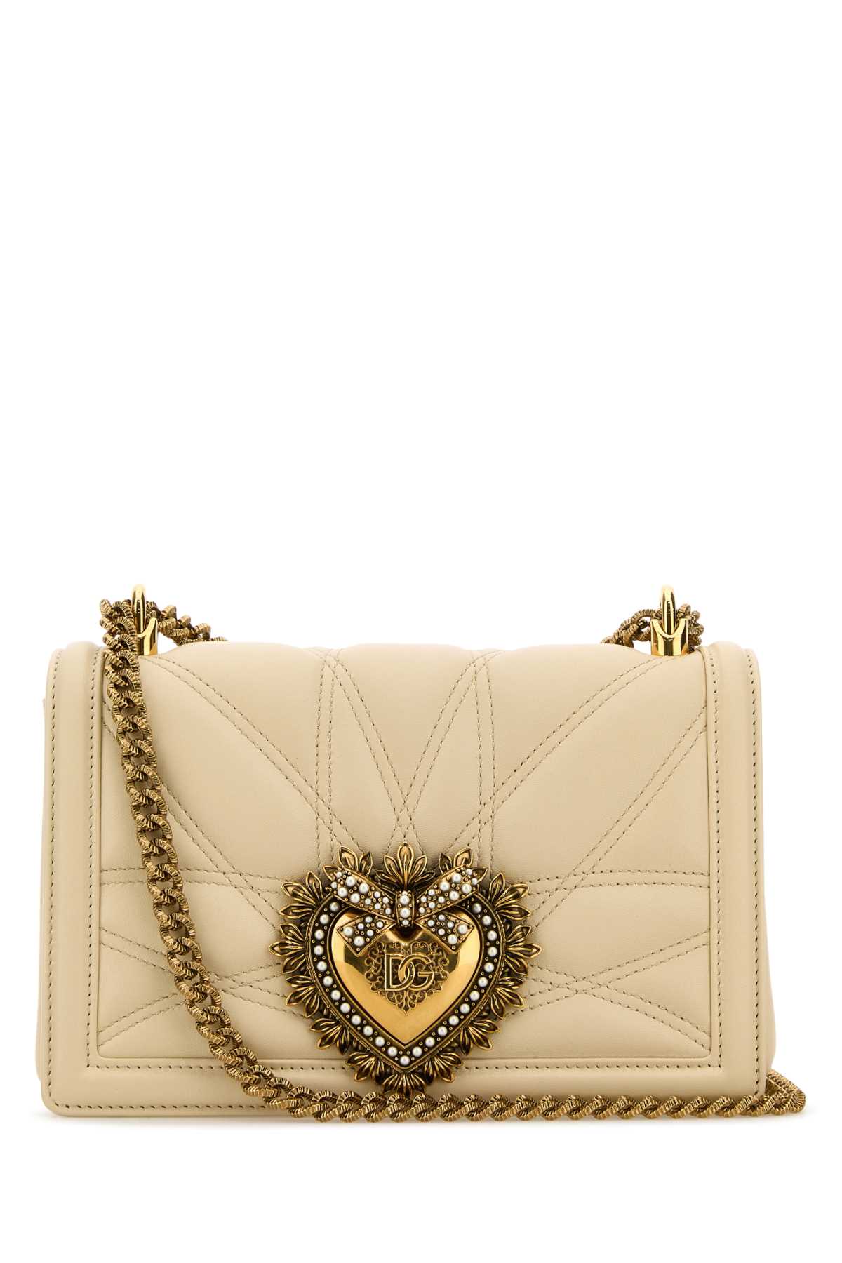Dolce  Gabbana Dolce＆Gabbana Ivory Nappa Leather Devotion Shourdle Bag - Image 2