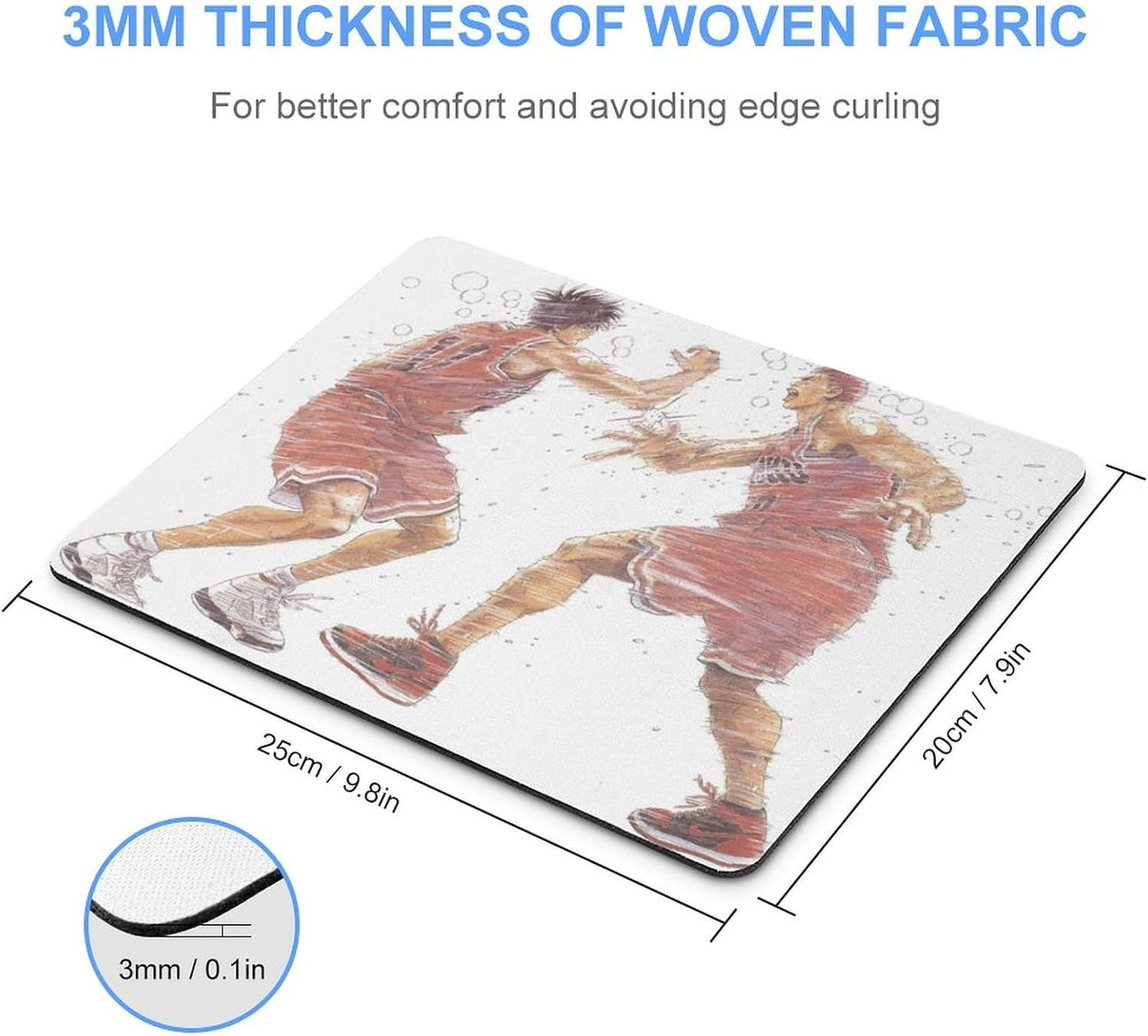 Slam Dunk Mouse Pad Gaming Mouse Pad Cartoon Desktop Supplies Mouse Pad Gaming Rubber Waterproof Clean Easy for Office Home Gaming (Black) 18*22cm/20*25cm/25*30cm