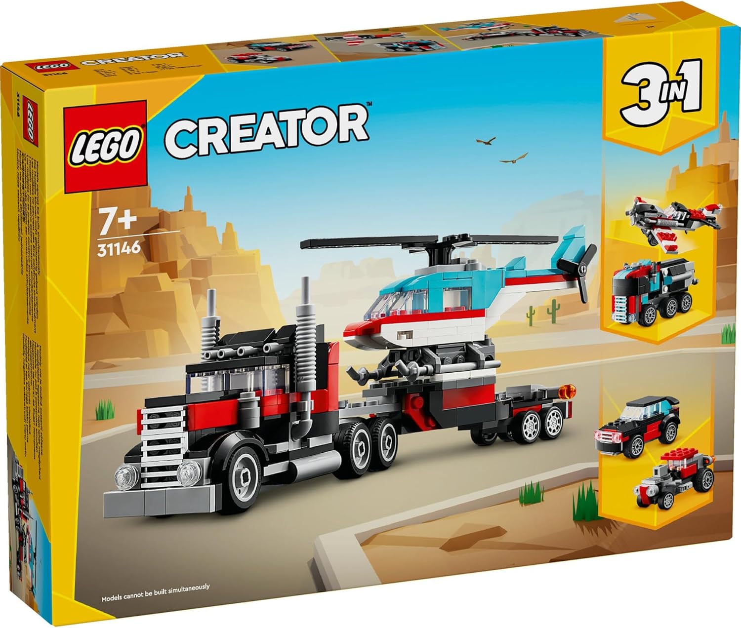 LEGO 31146 Creator Helicopter Truck Toy Present, Block, Boys, Girls, Children, 6 Years, 7 Years, 8 Years, 9 Years, Elementary School Students, Vehicles, Glue, Educational, Creative