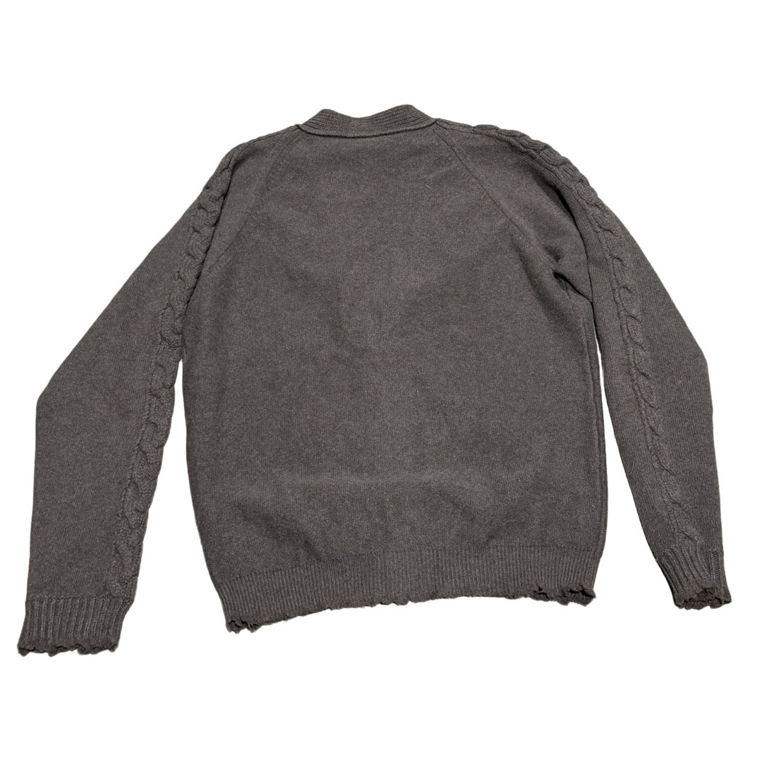 BOTTEGA VENETA 'GREY MERINO WOOL' V-NECK CARDIGAN