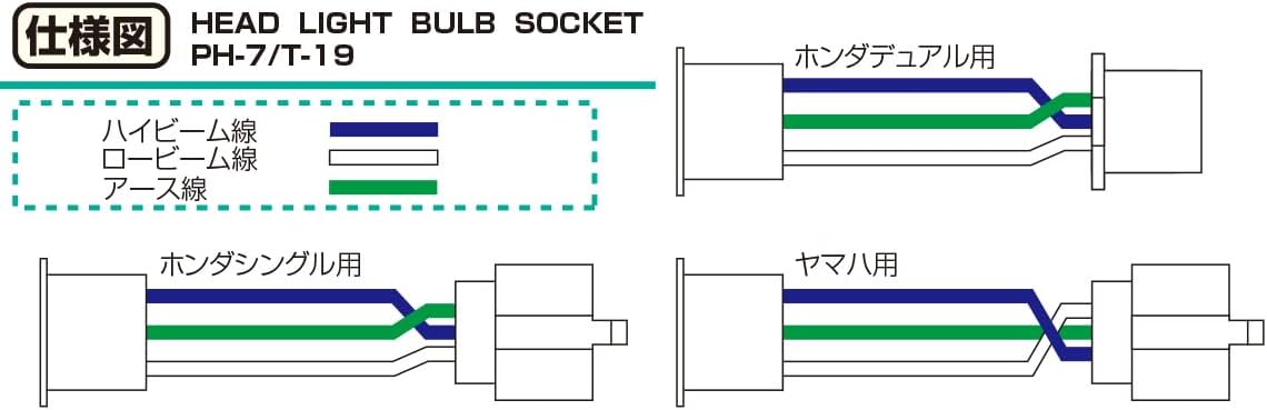 Kitaco 800-0600941 Headlight Socket for Honda Dual, Compatible with PH-7/T-19 Bulbs, General Purpose