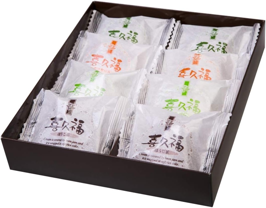 Kikufuku Daifuku Set of 4 Types, 8 Pieces, Matcha, Fresh Cream, Zunda Fresh Cream, Hojicha Whip Cream, Frozen, Daifuku, Hama-changa