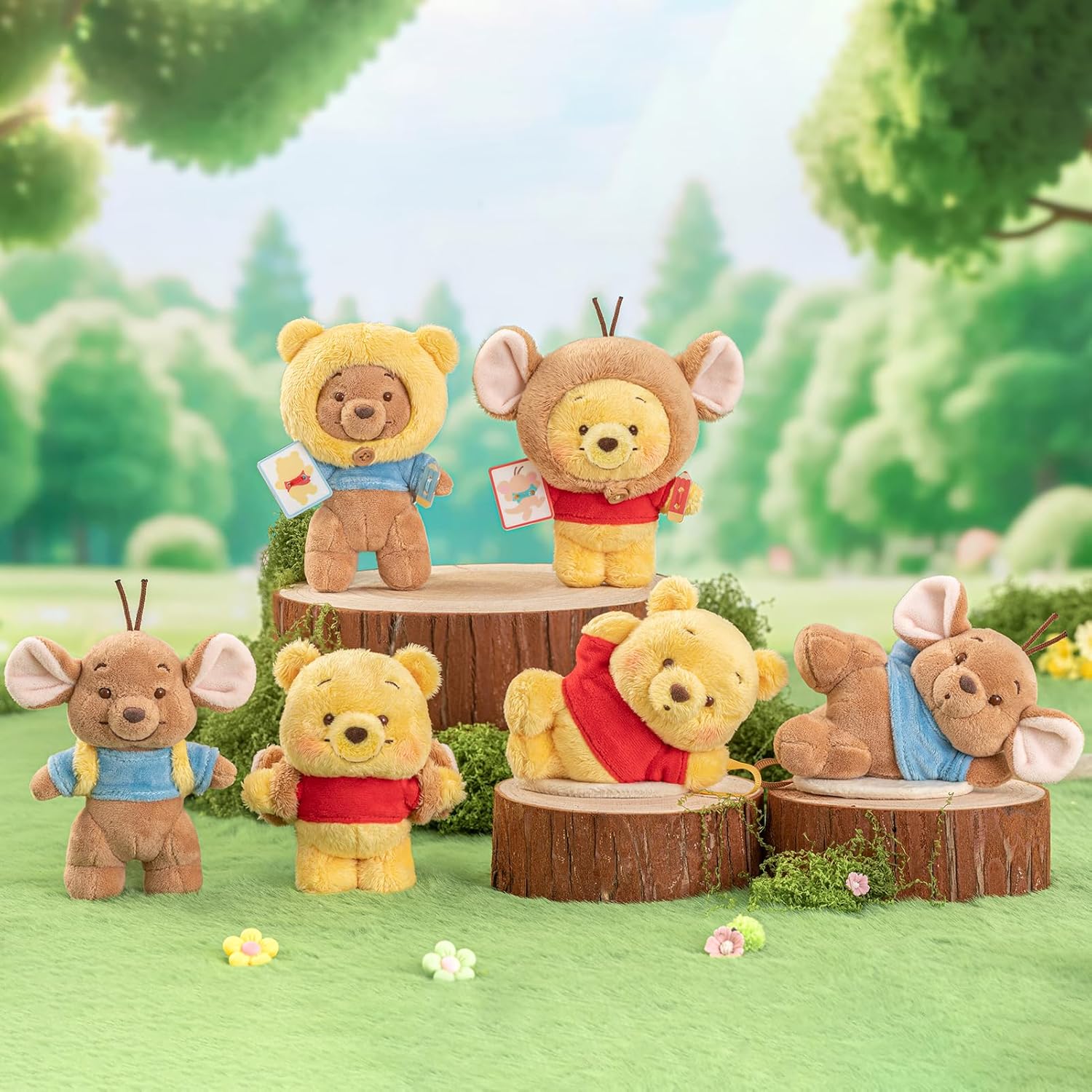 TOP TOY Disney Winnie the Pooh and Roo "Friends" Plush Toy Series [1 Piece] Gacha Gacha Blind Box Figure Plastic Model Premium Toy Soft Vinyl Birthday Present Winnie the Pooh & Roo For Character
