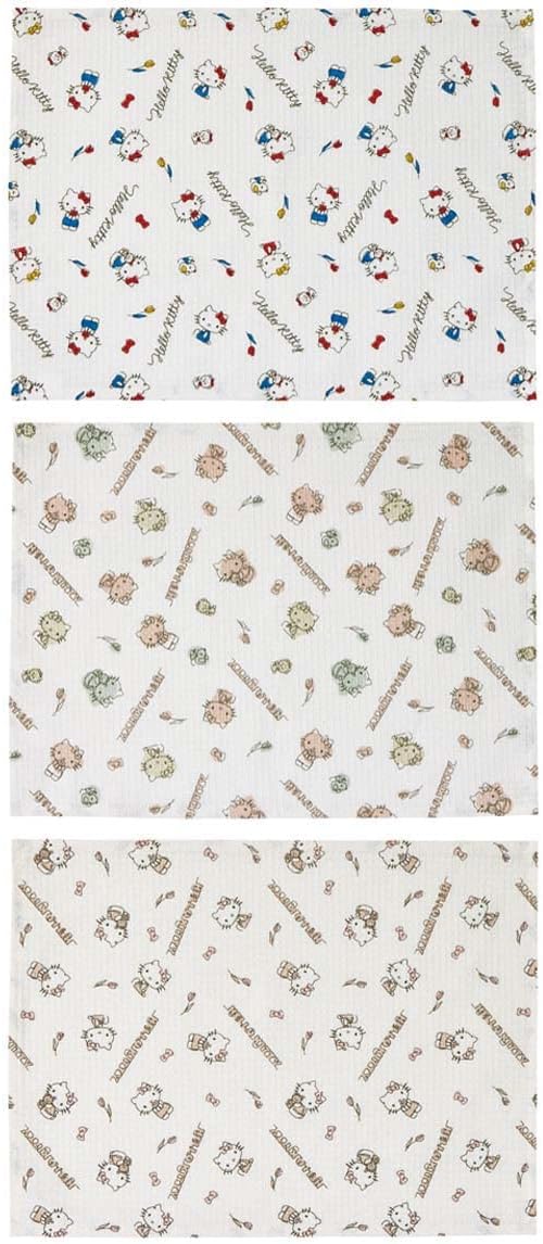 Skater KFWC3-A 3 Piece Waffle Fabric Dish Towel Hello Kitty Line Design Sanrio 12.2 x 16.1 inches (31 x 41 cm)
