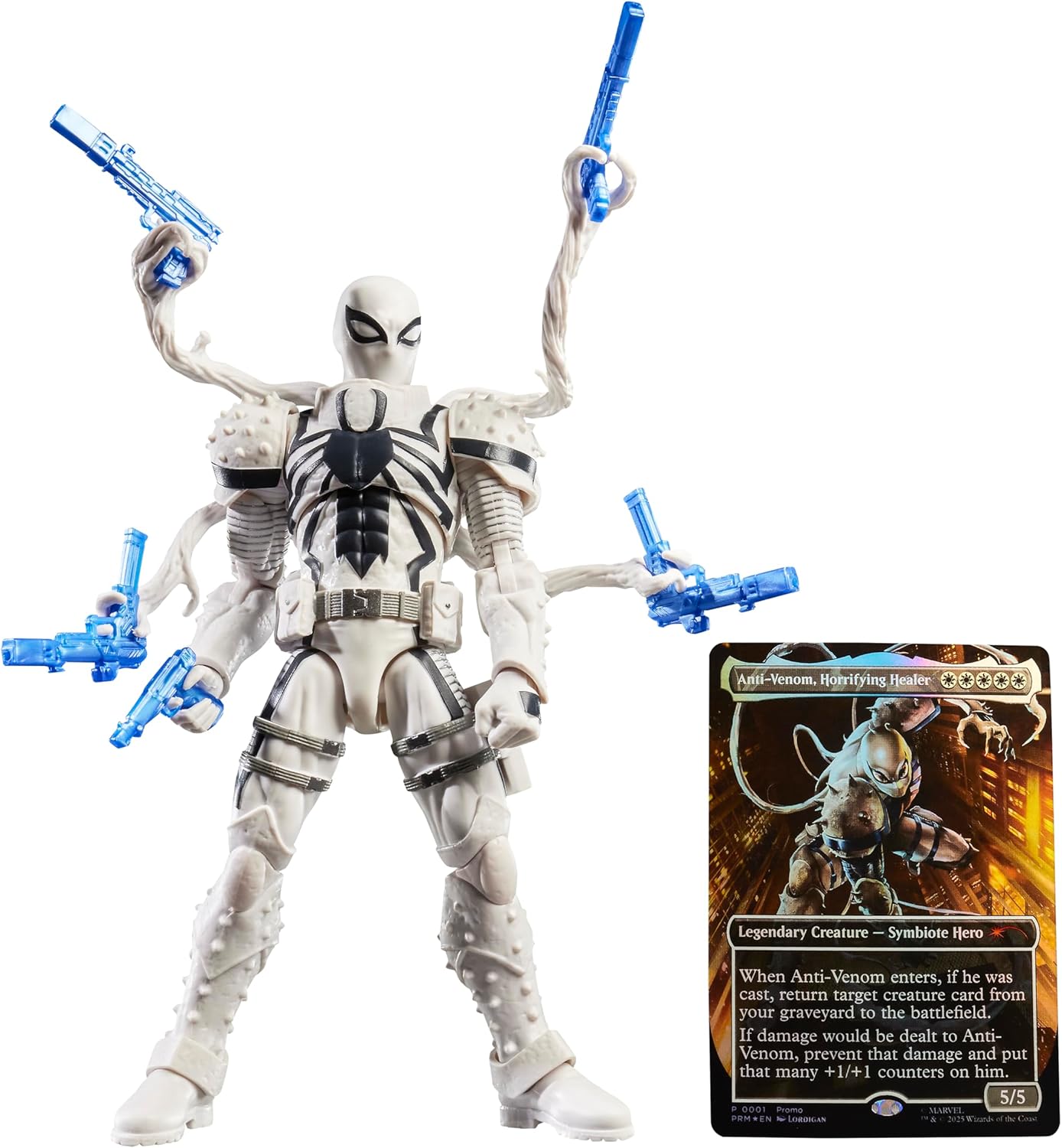 Hasbro Marvel Legends Series Magic the Gathering Agent Anti-Venom, 6" Spider-Man Action Figure Toy + Limited Edition Foil Collectible Card Game Trading Card G0640 Authentic