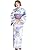 Dita Women's Yukata, 5-piece Set, Waist Belt, Purple, White, Roses, Flowers, Fancy, Girly, Antique, Large, Easy On, One Person