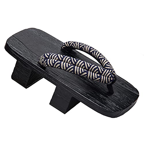 [cnstone] Men's Geta Clogs, Soft Nose Straps, Yakata/Black Lacquered Paulownia Clogs, Men's Cosplay, Two-ply Geta for Cosplay, Yukata, Summer Kimono, Unique Pattern, Men's Paulownia Clogs, Gift,