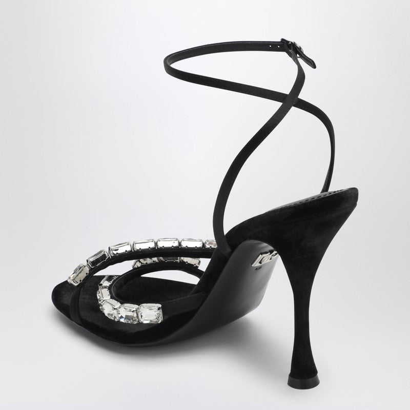Dolce  Gabbana 石とガッバーナブラックサテンサンダルと石 - Image 2