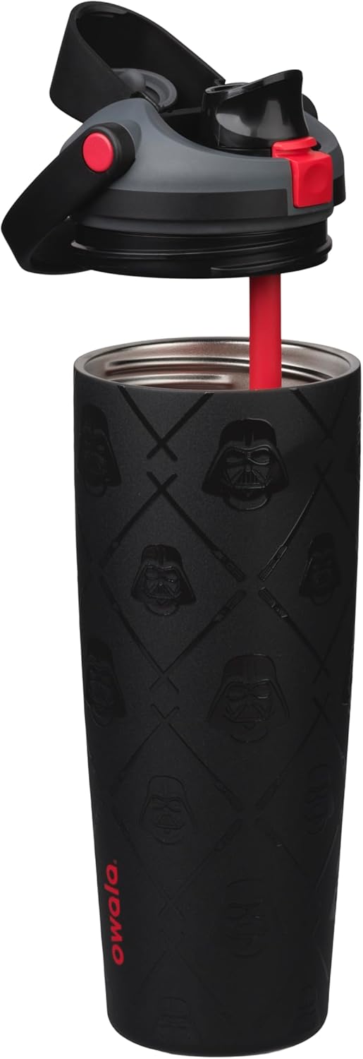 Owala Star Wars FreeSip Sway - Botella de agua aislada de acero inoxidable con boquilla bidireccional, popote integrado y asa de cubo, hecha para viajes, escuela y deportes, 30 onzas, sin BPA, a