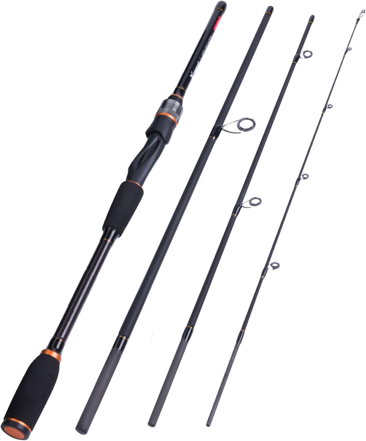 VUONG Spinning Rod, Sea Bass Rod, Black, 5.8 ft (1.98 m, 2.1 m, 2.4 m, 2.7 m, 3.0 m, 3.3 m, 3.6 m), Fishing Rod, EVA Grip, Carbon, Lightweight, Portable, Cast Rod, For Saltwater and Freshwater Sea