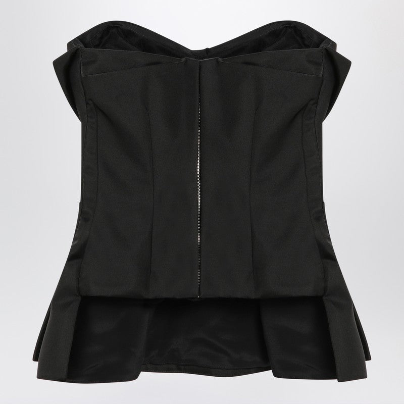 Alexander McQueen アレクサンダーMCクイーンブラックコルセットシルクブレンドのトップ - Image 2