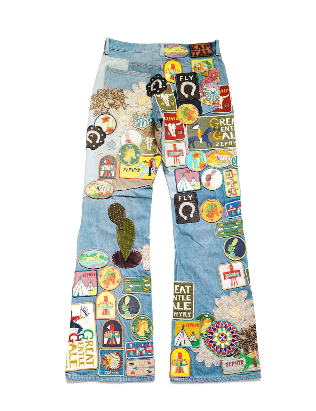 KAPITAL 'ZEPHYROS PATCH' FLARE JEANS