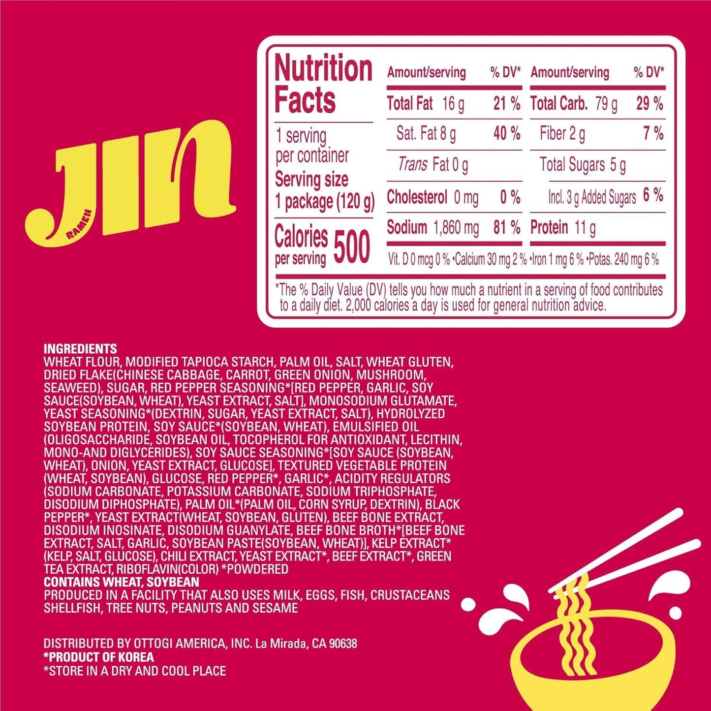 Shin Ramen (Dry), 4.2 oz (120 g) x 10 Bags, Ottogi Gin Ramen, Korean Ramen, Korean Food, Instant Ramen