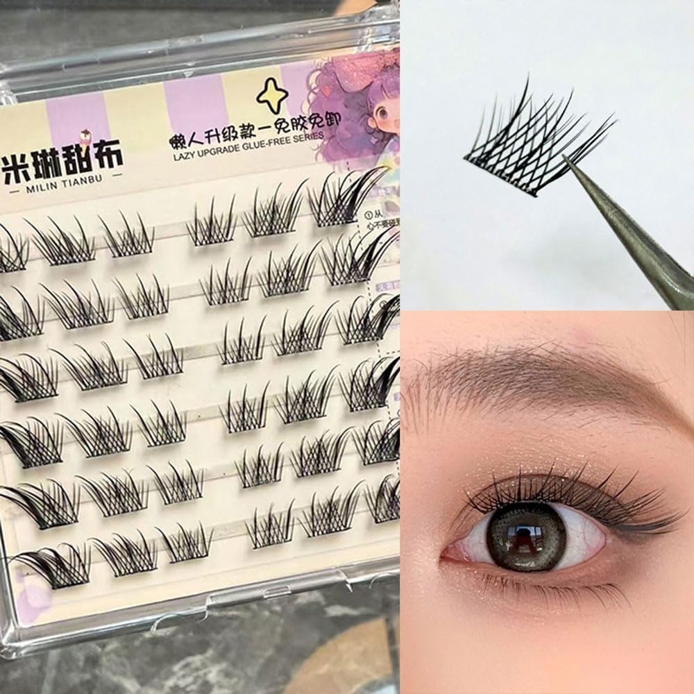 False Eyelashes, Partial False Eyelashes, Natural Popular DIY False Eyelashes, Reusable, Handmade Premium Fiber, Natural, Comfortable and Durable, Easy to Wear, Perfect for Everyday and Special