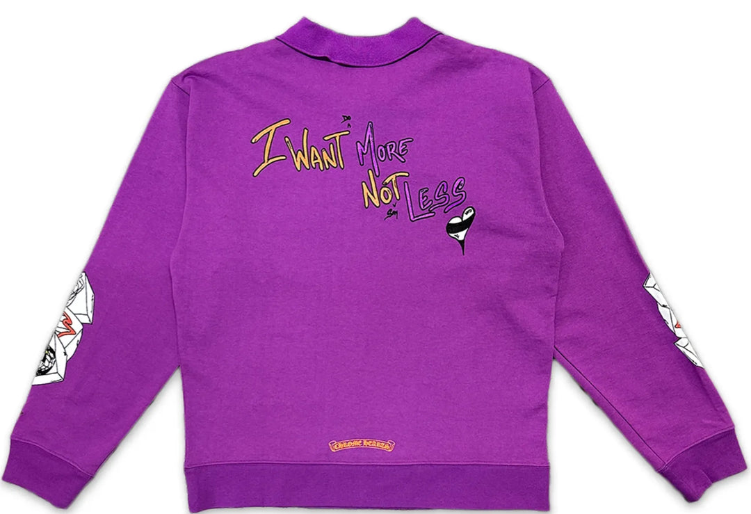 CHROME HEARTS MATTY BOY 'MORE NOT LESS' PURPLE RUGBY POLO