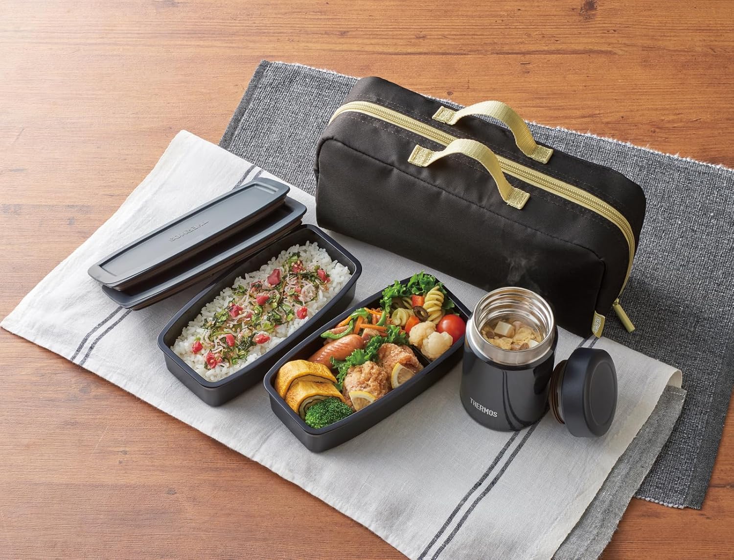 Thermos Vacuum Insulated Soup Lunch Set 1000ml Smoke Black JEA-1001 SMB