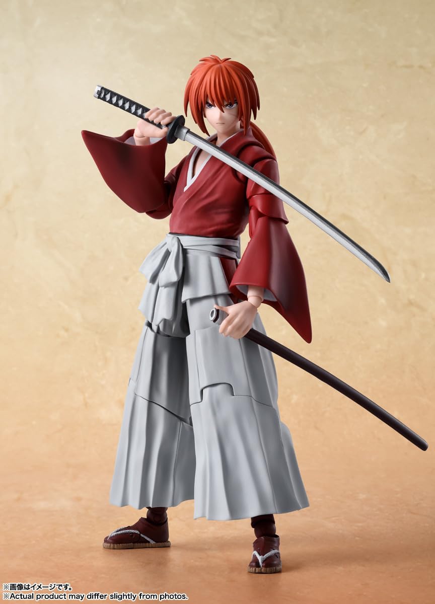 S.H. Figuarts Rurouni Kenshin - Meiji Swordsman Romantic Tan- Himura Kenshin, Approx. 5.3 inches (135 mm), PVC & ABS Pre-painted Action Figure