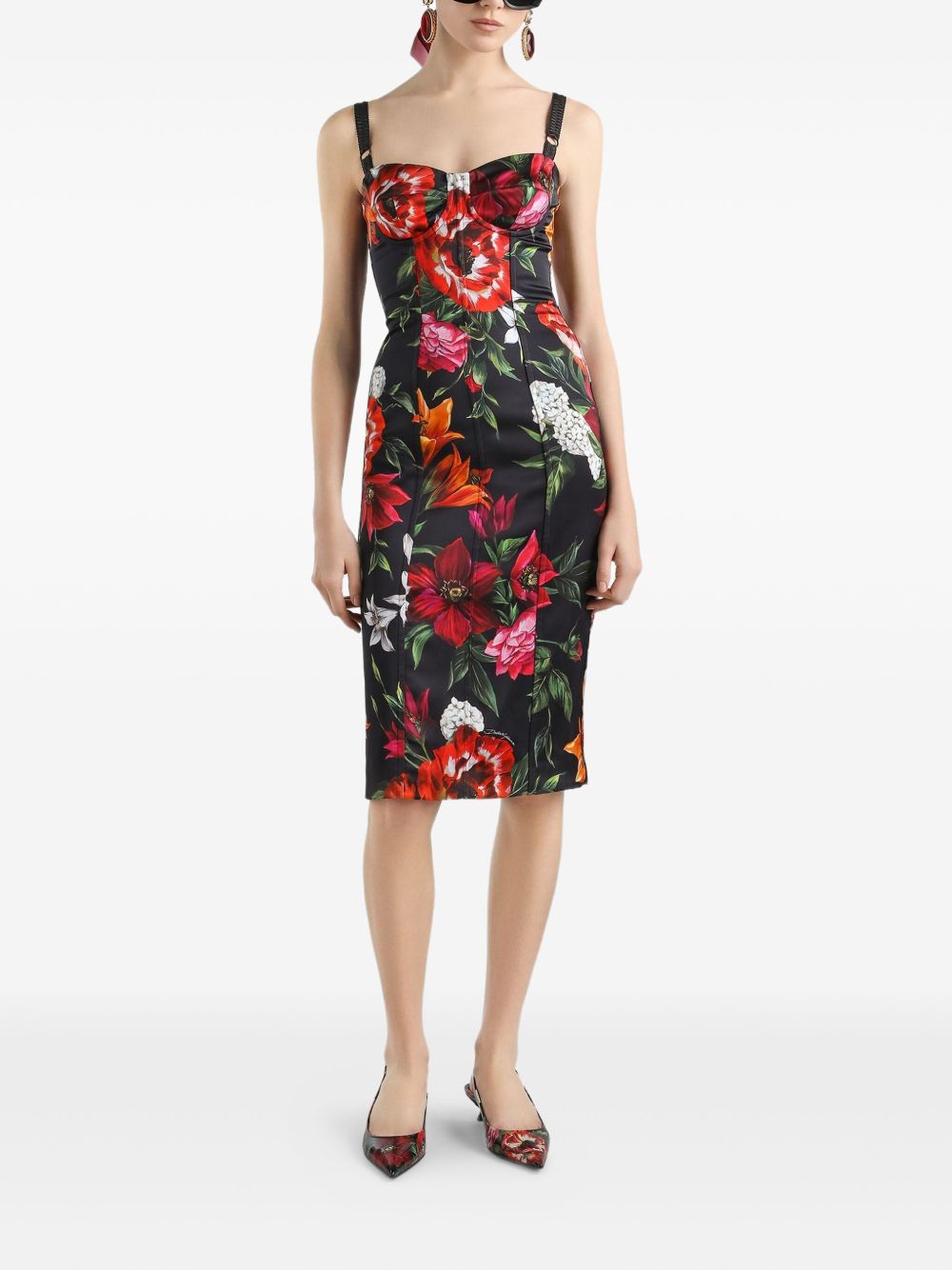 Dolce  Gabbana ドルチェ＆ガッバーナサテンプリントドレス - Image 2