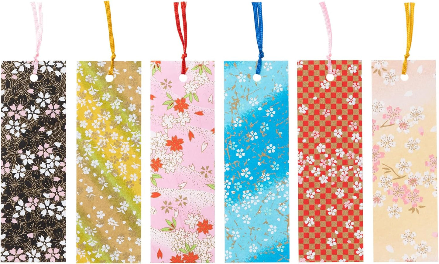 Washi Kawaki Yuzen Washi Die-Dye Bookmark Book Marker 6 Sheets Assorted Cherry Blossoms