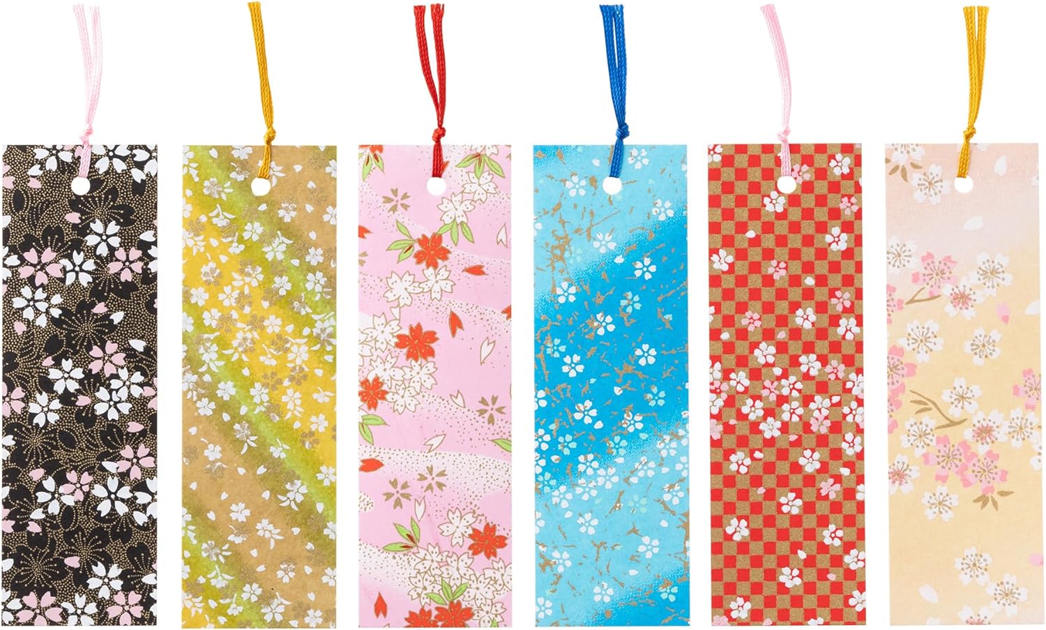 Washi Kawaki Yuzen Washi Die-Dye Bookmark Book Marker 6 Sheets Assorted Cherry Blossoms