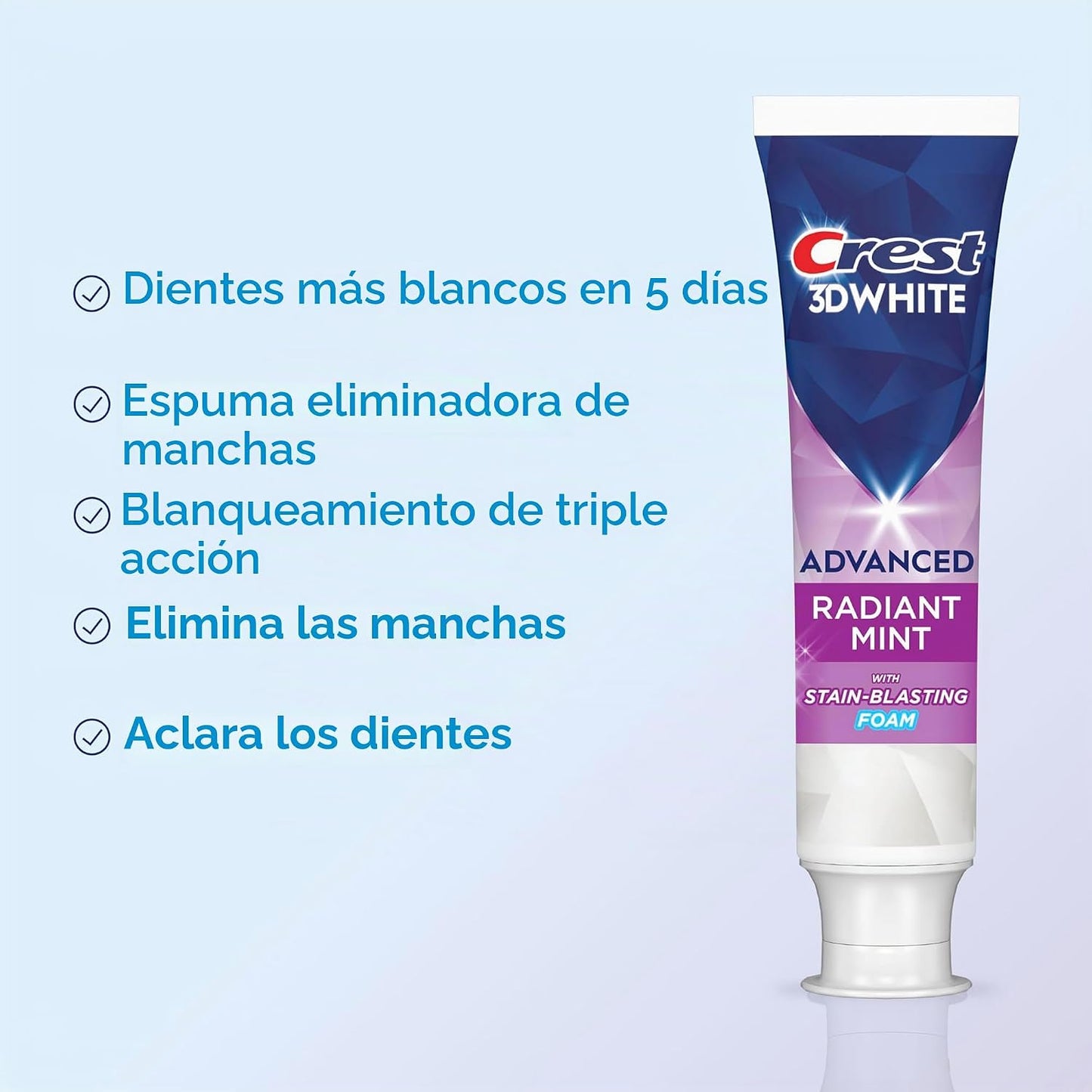 Crest 3D White Advanced - Pasta dental blanqueadora de dientes, menta radiante, 3.3 onzas, paquete de 2