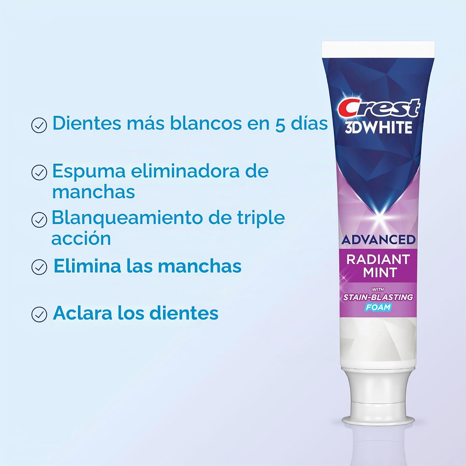 Crest 3D White Advanced - Pasta dental blanqueadora de dientes, menta radiante, 3.3 onzas, paquete de 2
