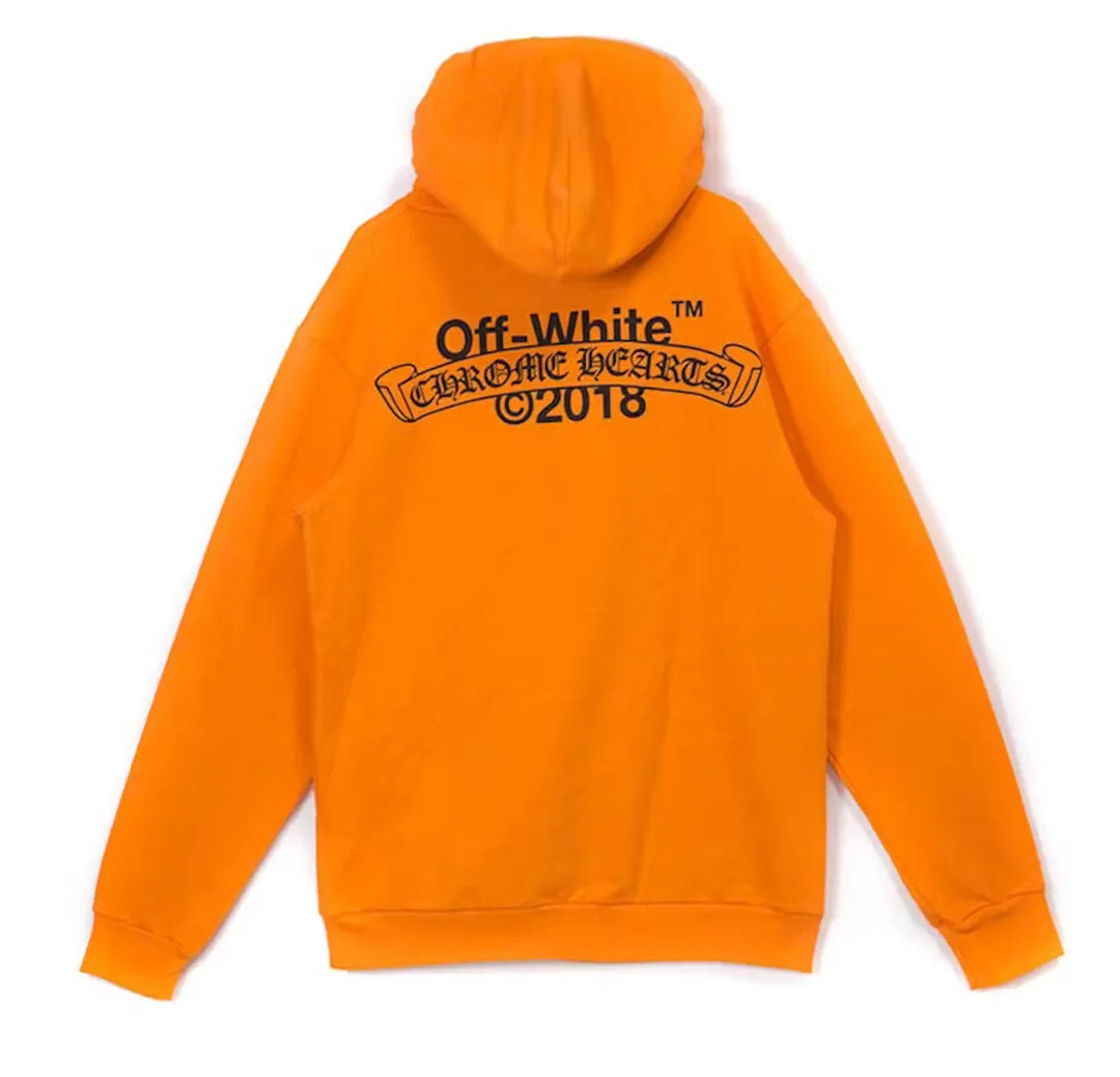 CHROME HEARTS X OFF-WHITE 'CLASSIC LOGO' ORANGE HOODIE