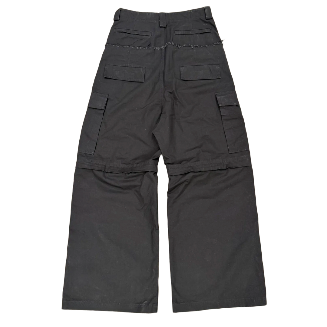 BALENCIAGA 'BLACK' CUT UP CARGO PANTS