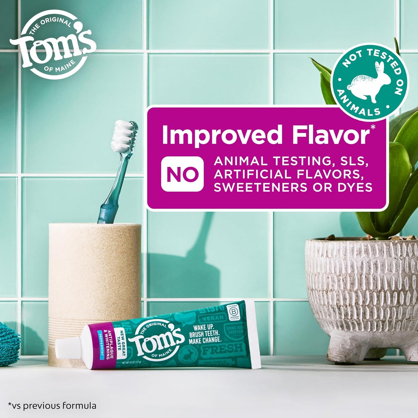 Pasta dental sin fluoruro de blanqueamiento y antiplacas de Tom's of Maine.