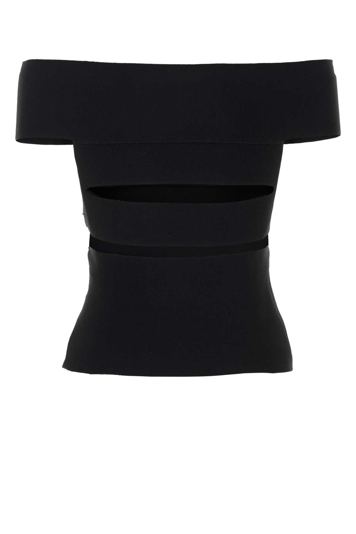 Alexander Mcqueen アレクサンダーマックイーンブラックストレッチビスコースブレンドトップ - Image 2