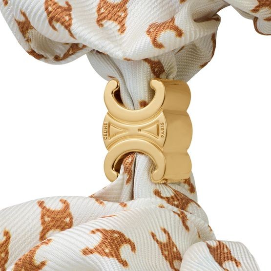 Celine mini Triomphe scrunchy in silk and brass with gold finish - Image 2