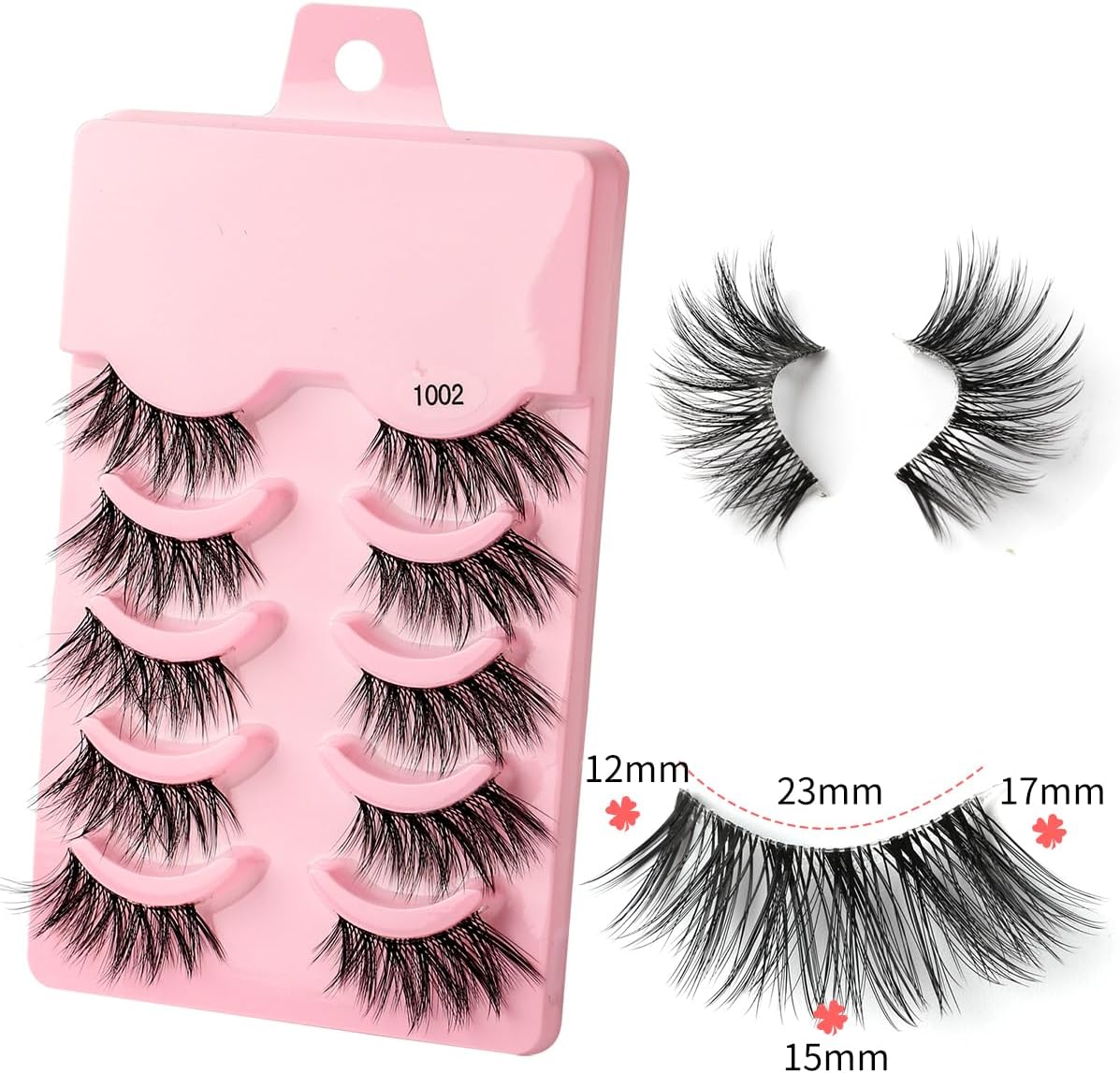 5 Pairs 3D Short Mink Eyelashes Ultra Thick Stage Makeup Natural False Eyelashes Long Eyelashes Extension False Eyelashes Handmade (1002)