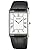 Seiko SWR049 Men's Wristwatch, Square Design, Quartz, White Dial x Black Leather Band, Classic