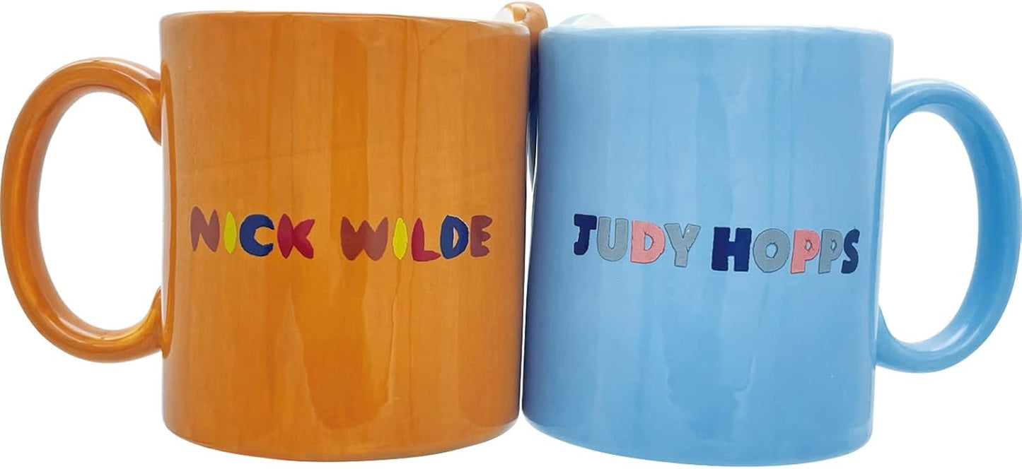 Disney Zootopia Love Mug Pair, Nick, Judy, Approx. Diameter 3.1 x 3.5 inches (8 x 9 cm), 10.1 fl oz (300 ml), Kiss, Pair Mug, Tableware, Miscellaneous Goods, Zootopia Goods, Birthday Gift, Blue Orange