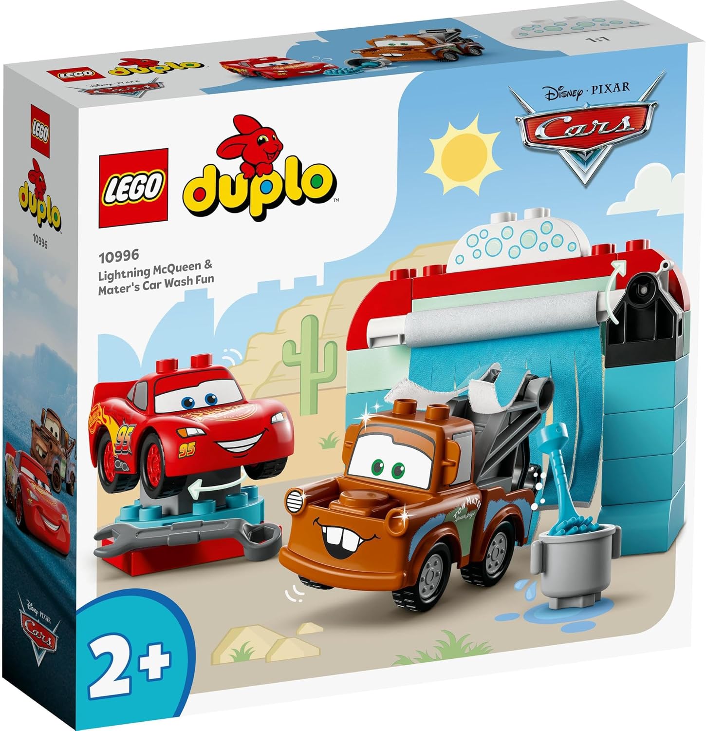 LEGO Duplo Lightning McQueen and Mater Car Wash Toy Blocks, Birthday Present, Educational, Christmas, Boys and Girls, Children, Ages 1.5, 2, 4, Toddlers, Vehicles, Cars, Mini Cars, Pretend Play, Role