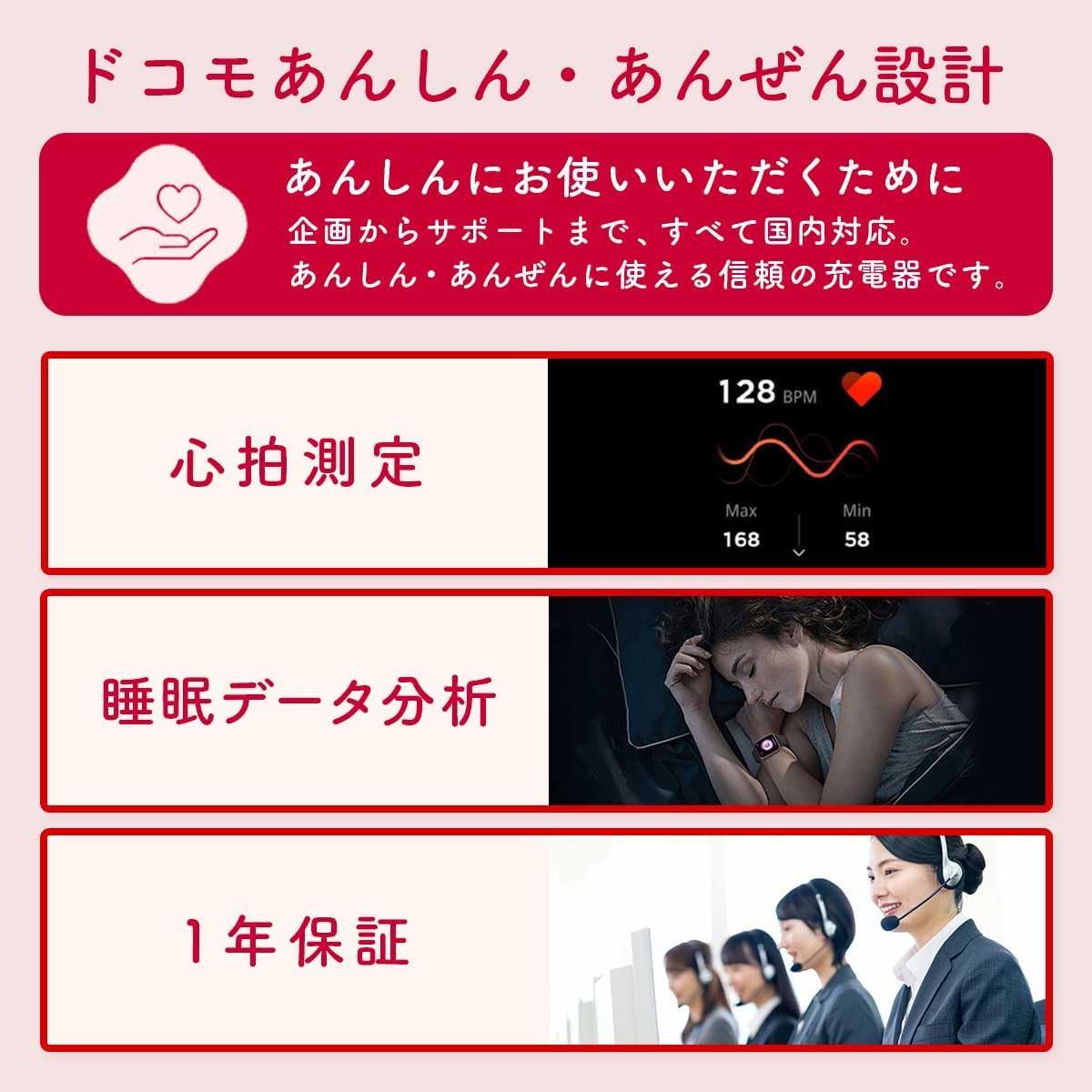 Genuine Docomo Smart Watch 01 Black | Health Management Sleep Management Long Battery Bluetooth Waterproof