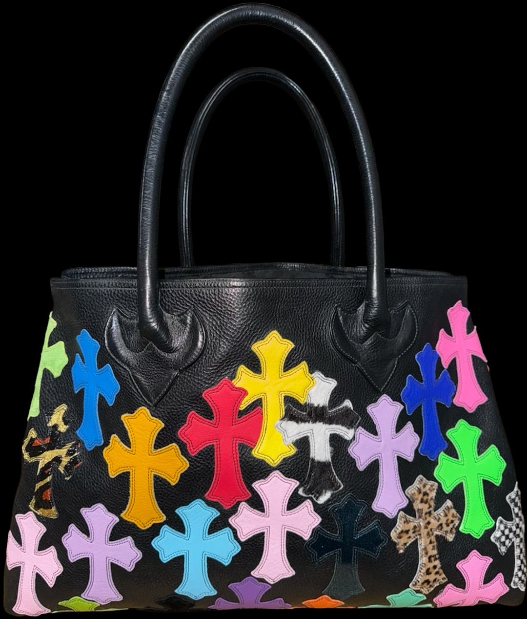 CHROME HEARTS 'MULTICOLOR PATCH' LEATHER TOTE BAG